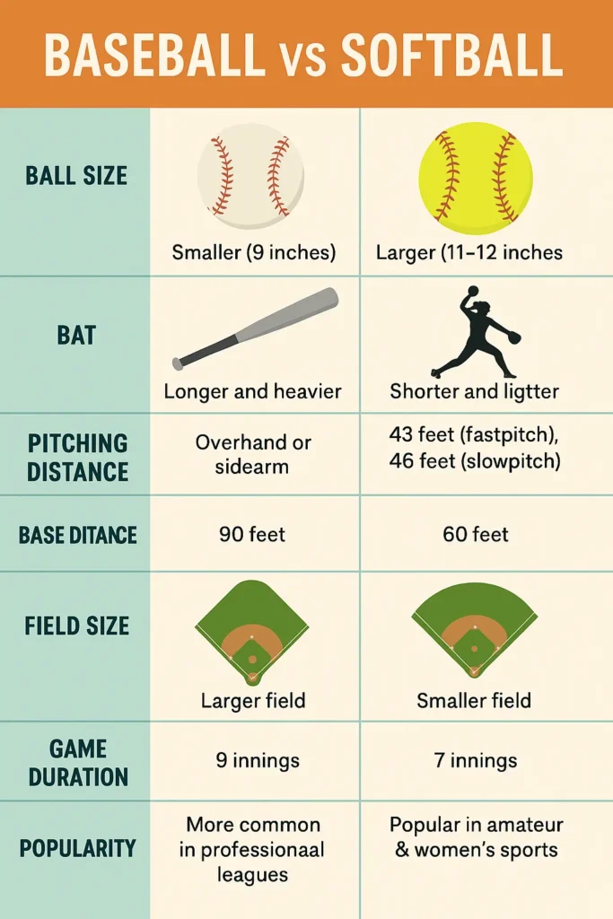 Baseball Vs Softball Infographics